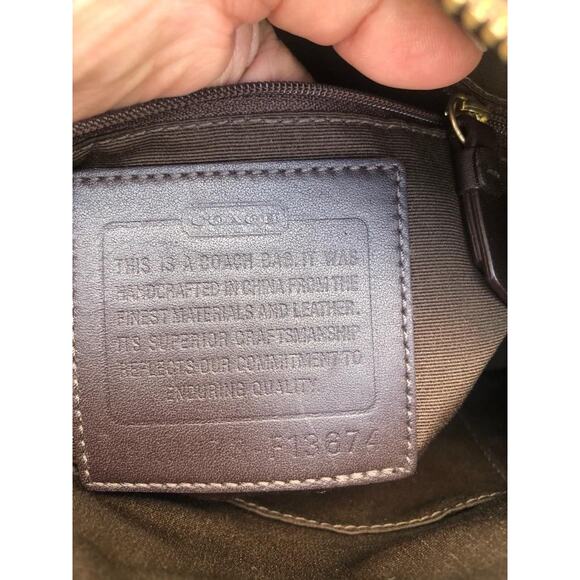 COACH SIGNATURE STRIPE CONVERTIBLE SHOULDER BAG BROWN #13674 (500 - Picture 6 of 9